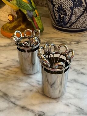 2 sets of stainless steel bar picks by pottery barn